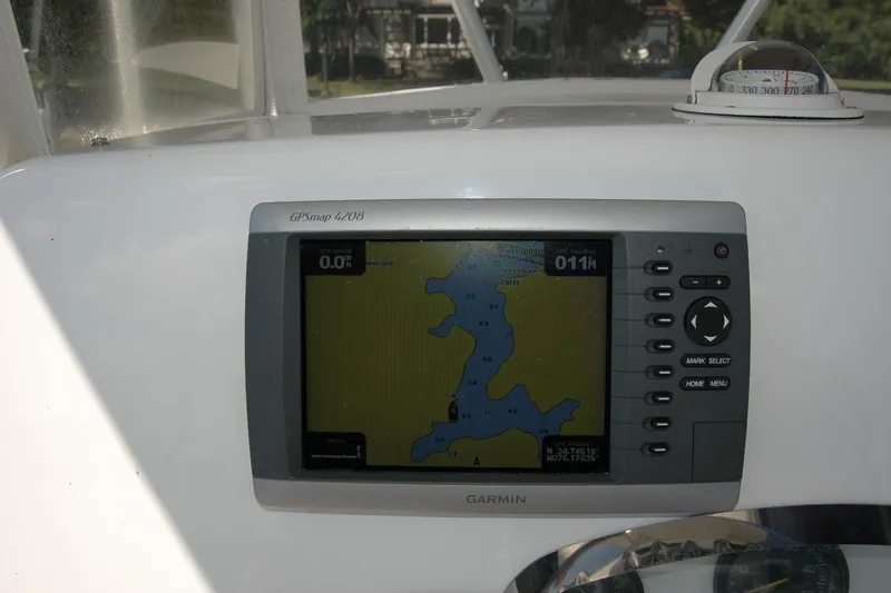 Slide: The Image of Garmin GPSmap 4208 on 2013 Composite Yacht 26, displaying nautical chart. - 44