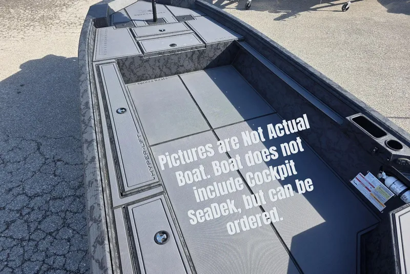 Slide: The Image of 2026 Xpress X18DB boat interior, optional SeaDek flooring available, not included. - 10