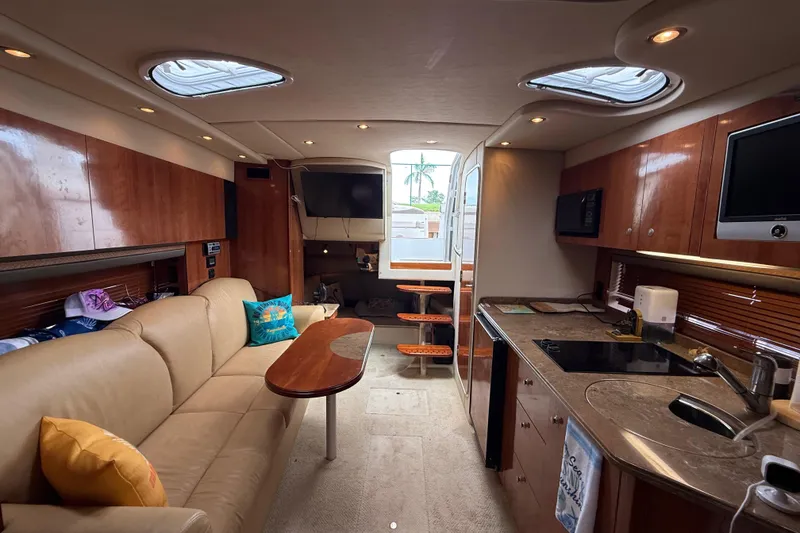 Slide: The Image of Luxurious interior of 2008 Cruisers Yachts 330 Express with modern amenities and elegant design. - 49