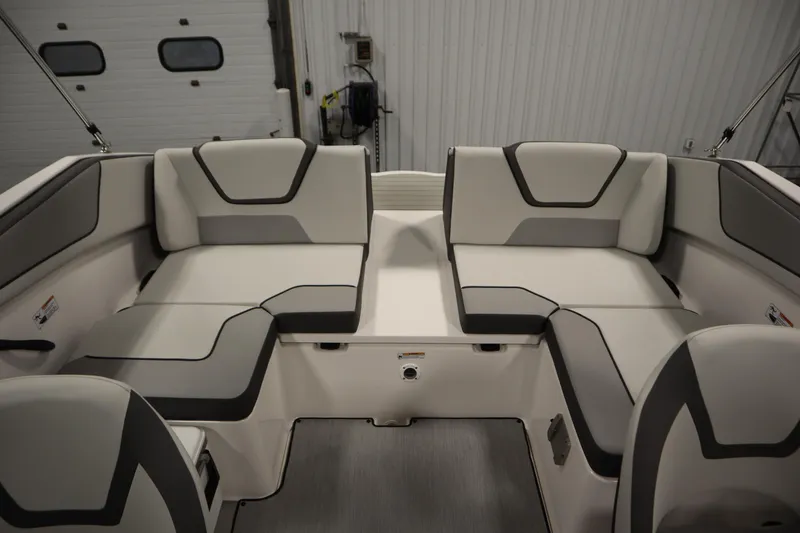 Slide: The Image of 2026 Yamaha Boats SX220 interior seating with modern design and comfortable upholstery. - 31