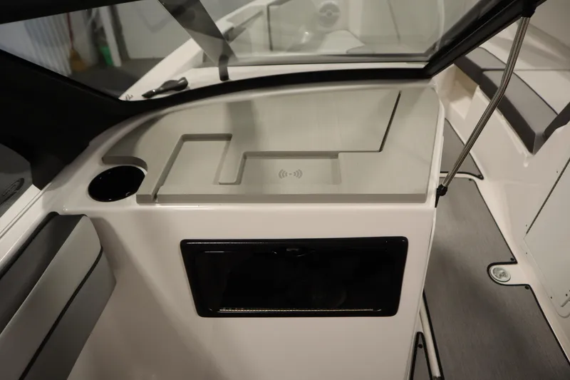 Slide: The Image of 2026 Yamaha Boats SX220 interior seating with modern design and comfortable upholstery. - 32