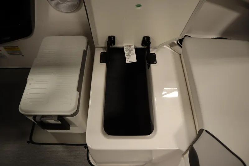 Slide: The Image of 2026 Yamaha Boats SX220 engine compartment, showcasing dual engines and wiring. - 38