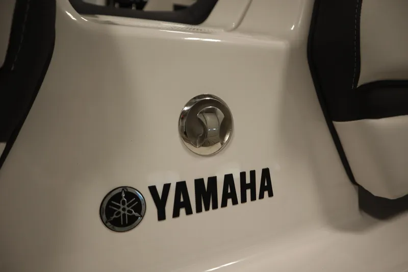 Slide: The Image of 2026 Yamaha Boats 195S logo on white surface, close-up view. - 39