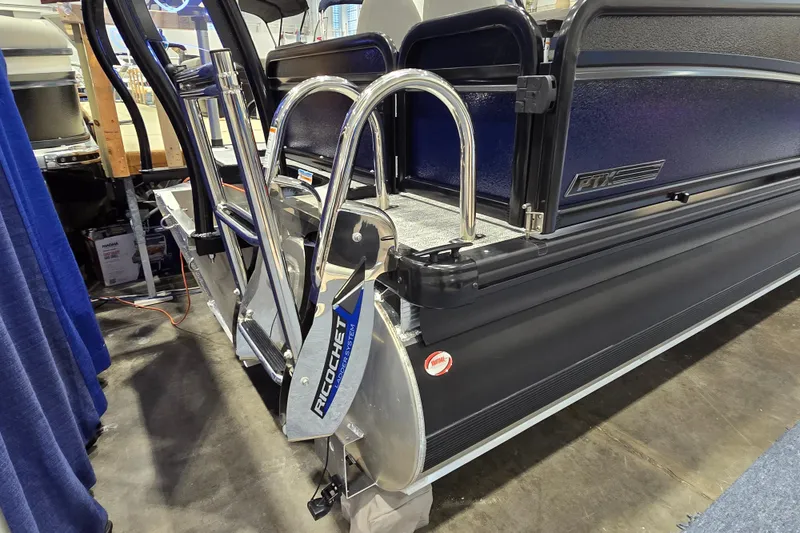 Slide: The Image of 2025 Premier 250 Sunsation RS pontoon boat with Ricochet ladder system. - 6