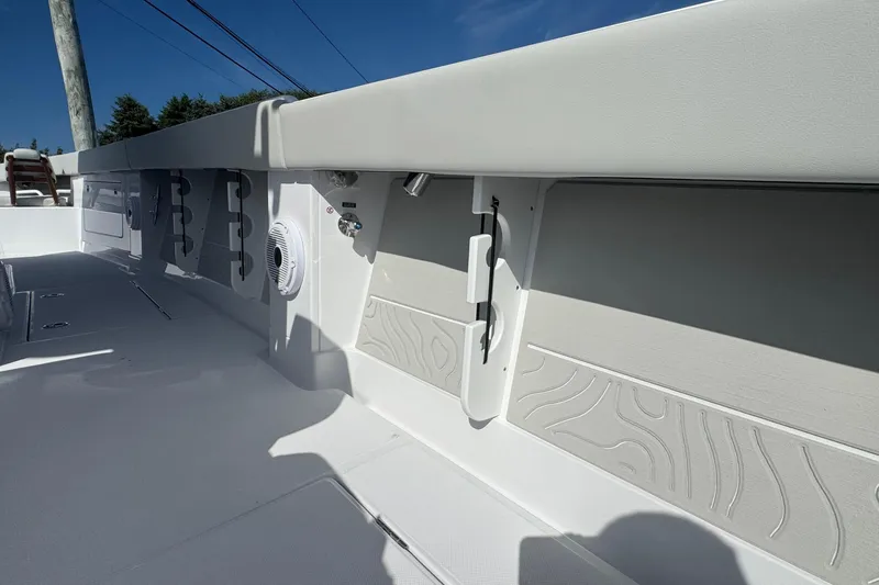 Slide: The Image of Interior view of a 2026 Jupiter 34 boat, showcasing sleek design and modern features. - 32