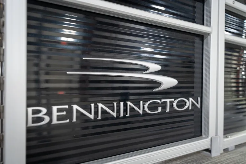 Slide: The Image of Close-up of a 2021 Bennington 21 SLX boat propeller in a showroom. - 56