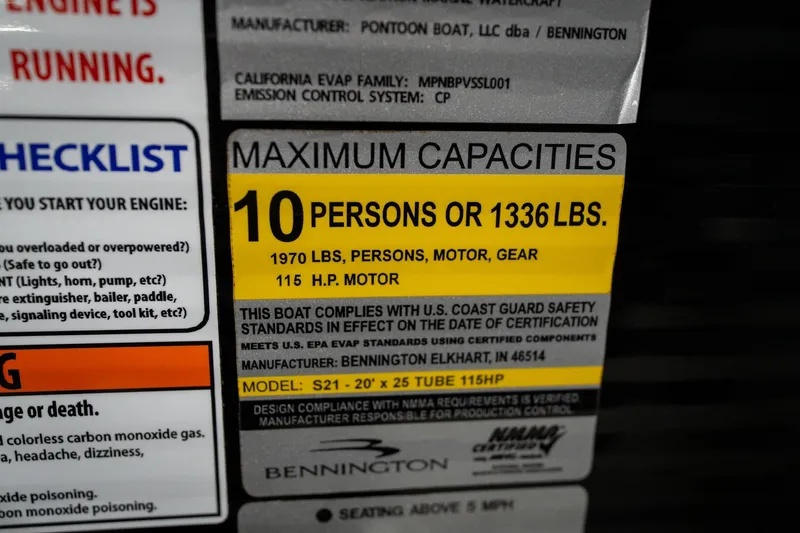 Slide: The Image of Close-up of a 2021 Bennington 21 SLX boat cleat with Reeder-Trausch Marine logo. - 64