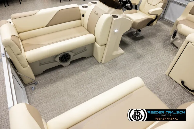 Slide: The Image of Luxurious interior of 2026 Avalon VEN CRB boat with beige seating and modern design. - 10