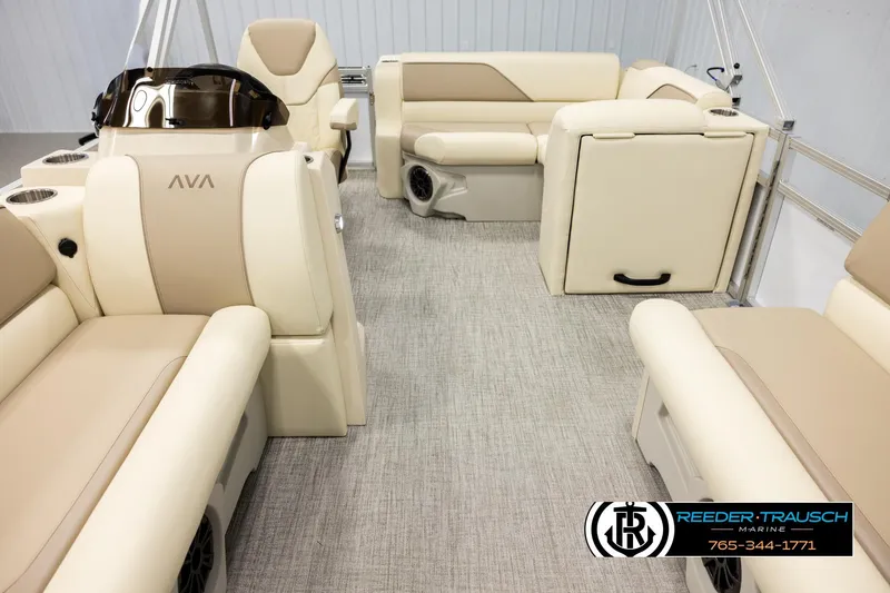 Slide: The Image of Luxurious interior of 2026 Avalon VEN CRB boat with beige seating and modern design. - 13