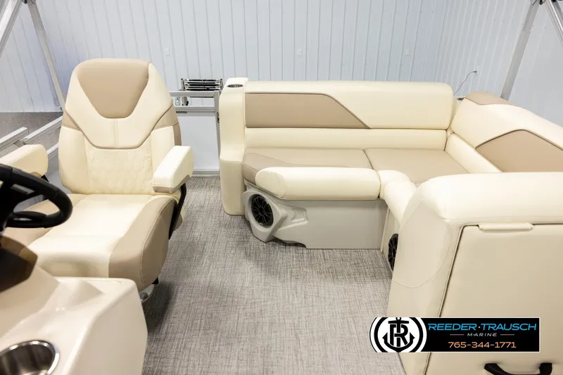Slide: The Image of Luxurious interior of 2026 Avalon VEN CRB boat with beige seating and modern design. - 14