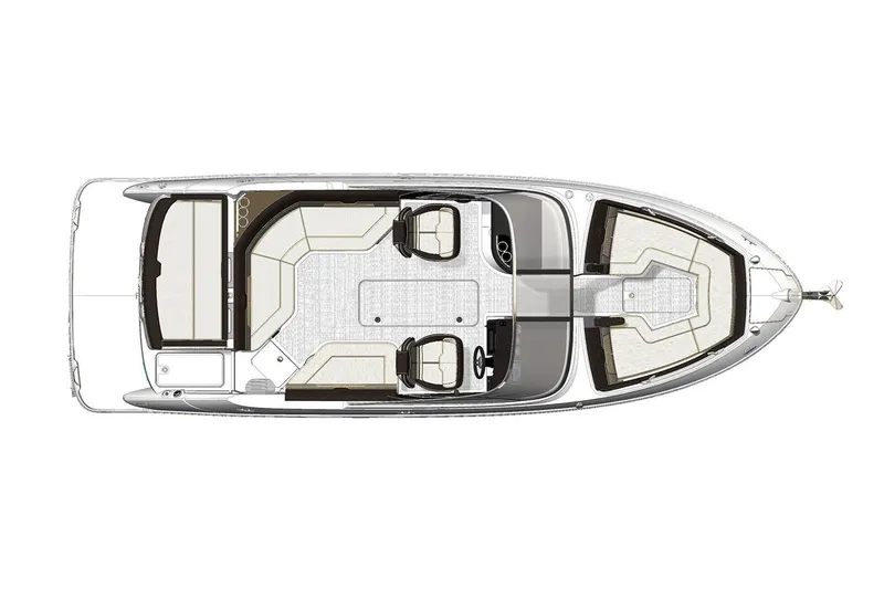 Slide: The Image of 2020 Sea Ray SLX 250 boat interior with tan leather seating and modern design. - 15