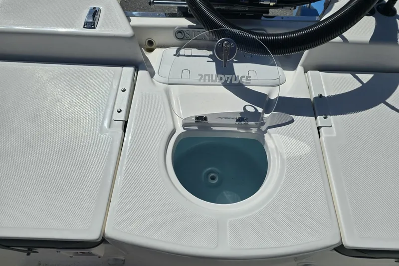 Slide: The Image of 2026 Sundance DX20 boat interior with livewell and steering wheel. - 4
