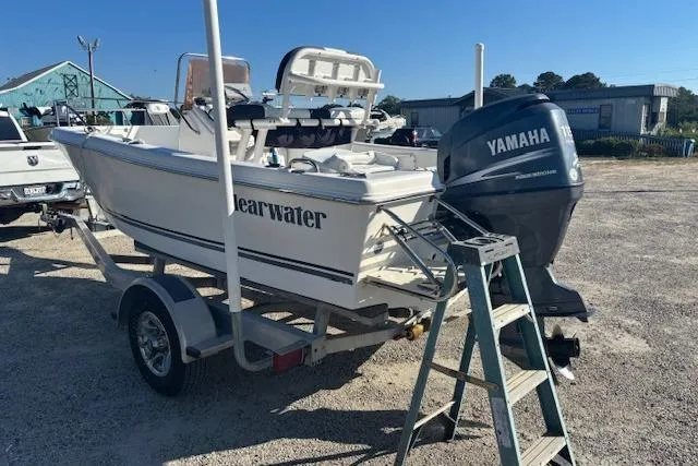 Slide: The Image of 2008 Clearwater 180 center console boat with Yamaha outboard motor on trailer. - 6