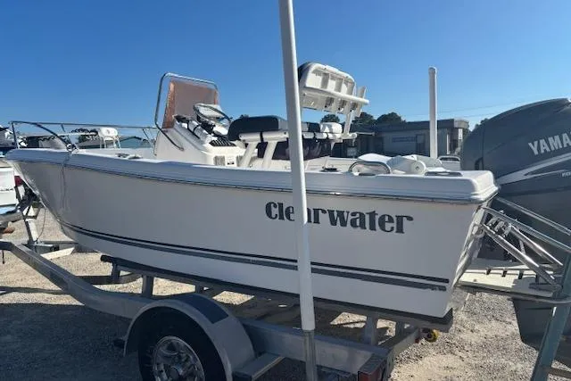 Slide: The Image of 2008 Clearwater 180 center console boat on trailer, side view. - 7
