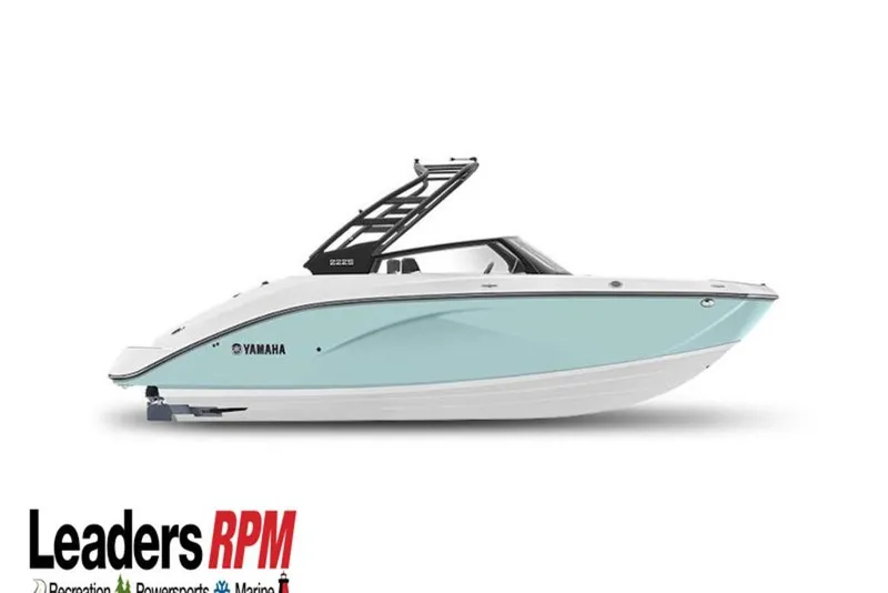 The Image of 2026 Yamaha Boats 222S, sleek design, light blue hull, Leaders RPM logo. - 0