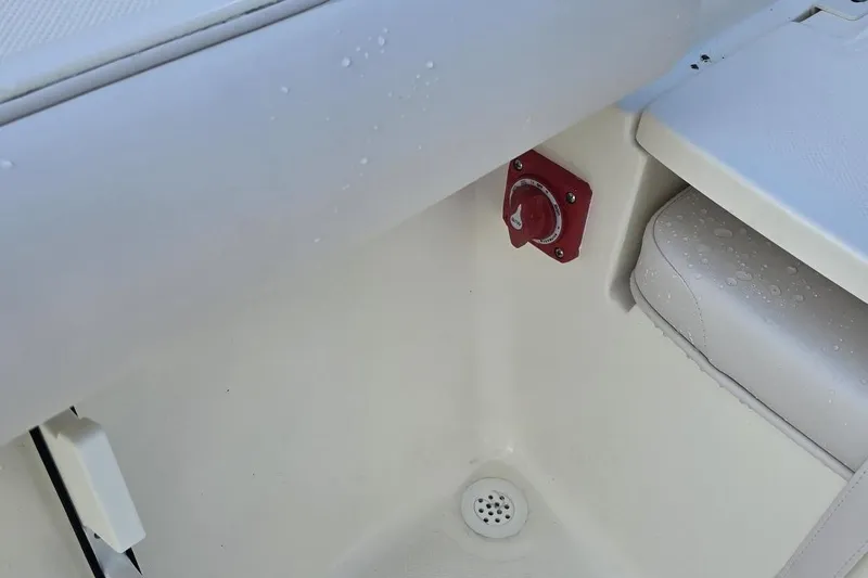 Slide: The Image of 2026 Sea Born LX21 Center Console interior with red control knob and drainage. - 7