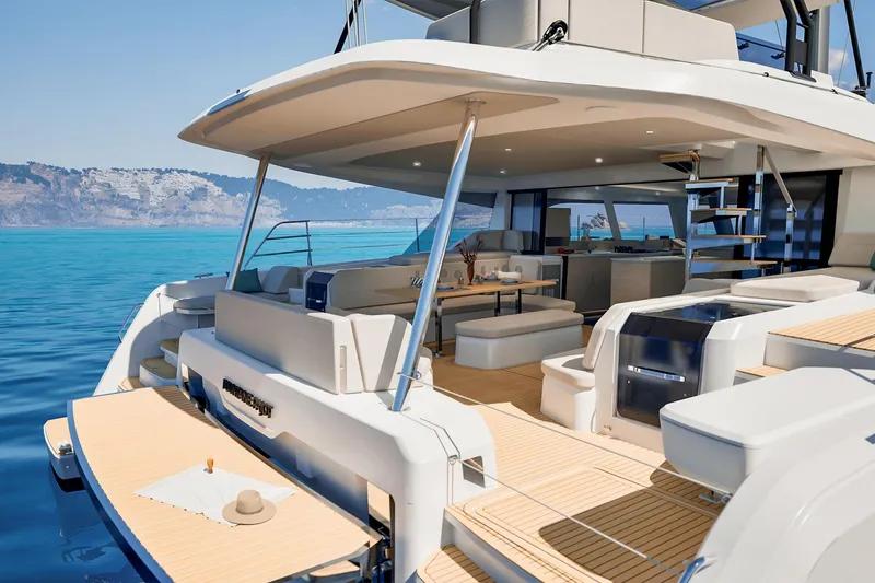 The Image of Luxurious 2026 Fountaine Pajot 55 yacht with spacious deck and modern interior design. - 1