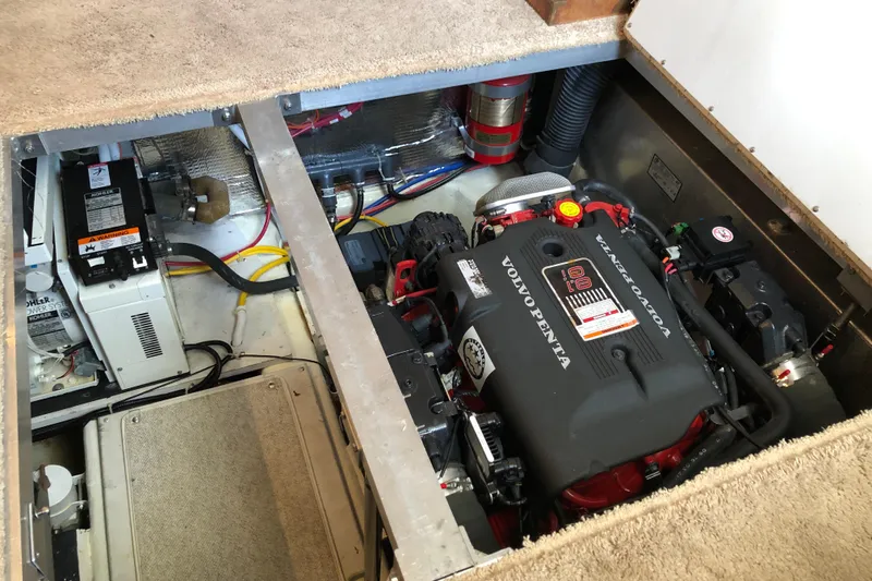 Slide: The Image of Engine compartment of a 2004 Carver 366 Motor Yacht with Volvo Penta engine. - 18