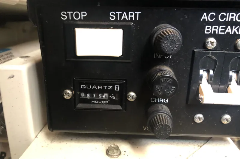 Slide: The Image of Control panel of a 2004 Carver 366 Motor Yacht with hour meter reading 8756. - 20