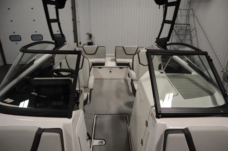 Slide: The Image of 2026 Yamaha Boats AR250 interior with sleek seating and modern design. - 17