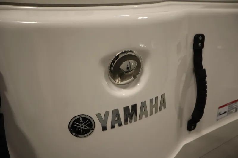 Slide: The Image of 2026 Yamaha AR250 boat detail with logo and handle. - 43