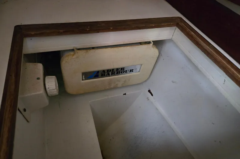 Slide: The Image of Adler Barbour refrigeration unit in 1989 Catalina 36 sailboat interior. - 21