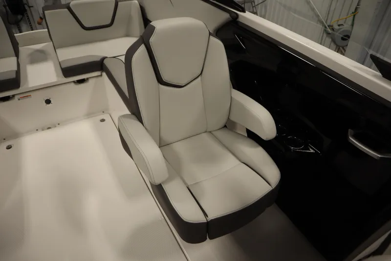 Slide: The Image of 2026 Yamaha Boats AR250 interior with modern seating design. - 32