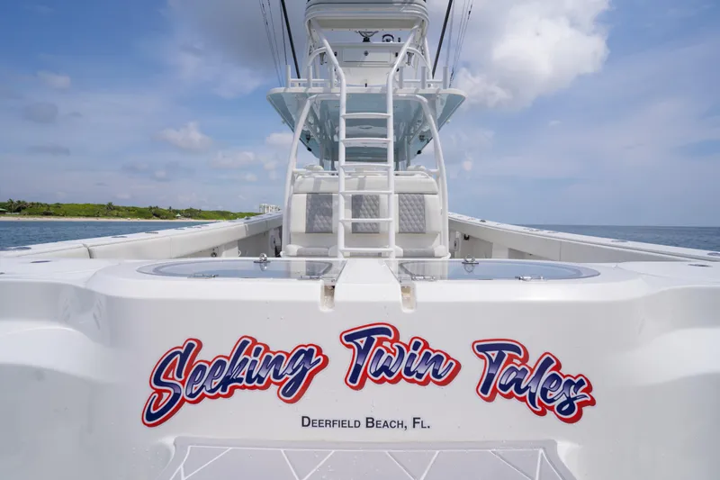 Slide: The Image of Invincible 46 Catamaran 2022, "Seeking Twin Tales," Deerfield Beach, Florida, ocean view. - 41