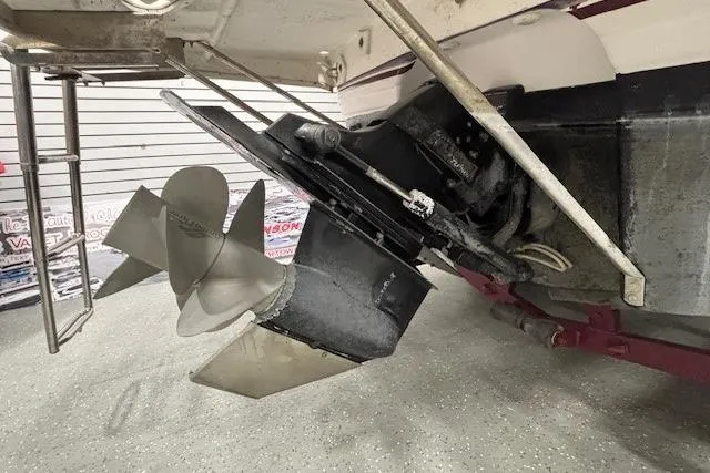 Slide: The Image of 1997 Chaparral Signature 240 boat propeller and stern drive in a showroom. - 26