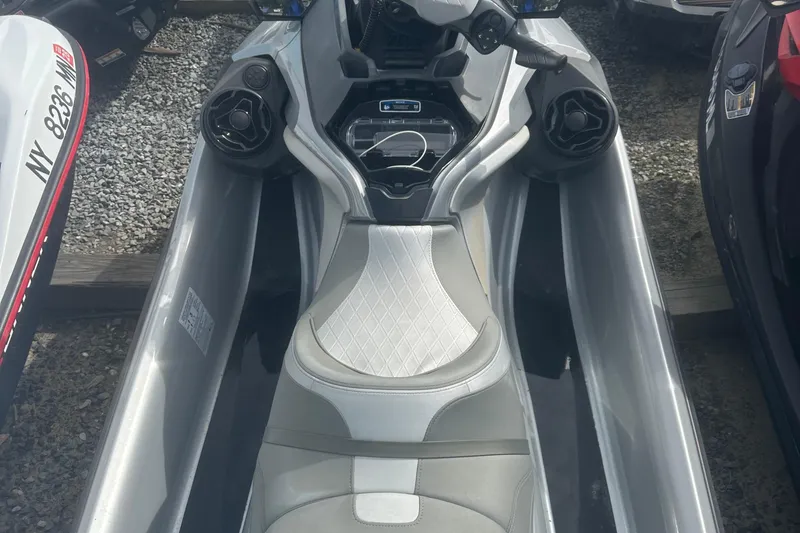 Slide: The Image of 2021 Sea-Doo GTX Limited 300 jet ski with sleek design and comfortable seating. - 10