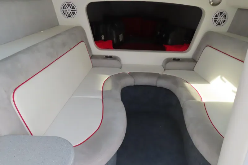 Slide: The Image of Interior of 2013 Nordic 39 Poker Run boat with plush seating and modern design. - 27