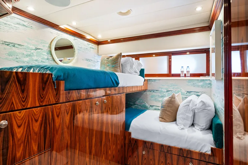Slide: The Image of Luxurious cabin interior of 1993 Christensen Semi Displacement yacht with wooden bunk beds. - 20