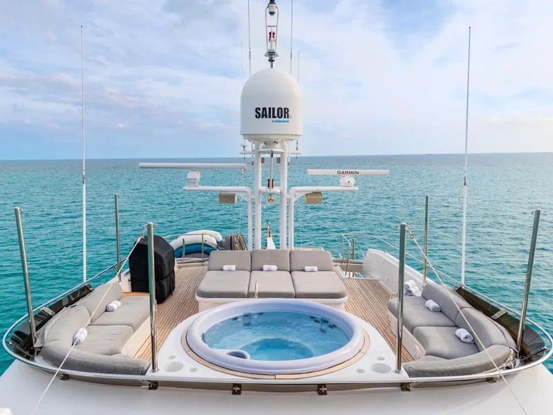 Slide: The Image of Luxurious 1993 Christensen Semi Displacement yacht with hot tub and ocean view. - 28