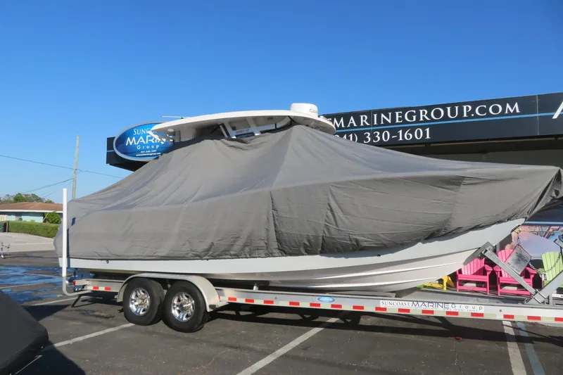 The Image of 2024 Sea Fox 288 Commander boat on trailer at Suncoast Marine Group dealership. - 0
