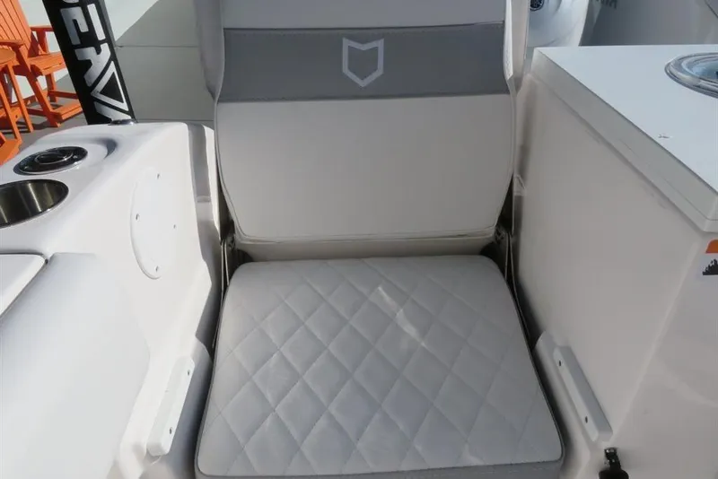Slide: The Image of 2024 Sea Fox 288 Commander boat seat with quilted cushion and cup holder. - 19