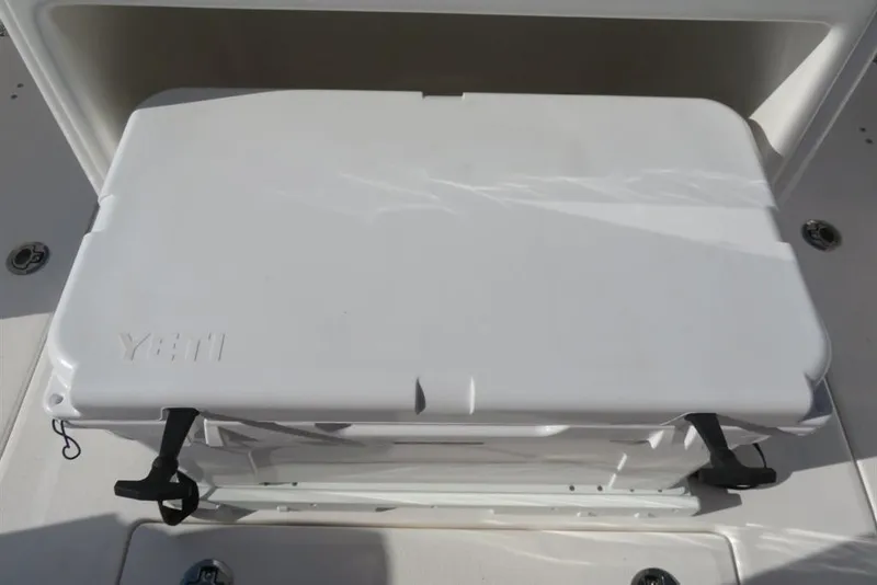 Slide: The Image of YETI cooler on 2024 Sea Fox 288 Commander boat deck. - 42