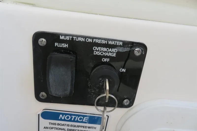 Slide: The Image of Control panel on 2024 Sea Fox 288 Commander boat with flush and discharge options. - 48
