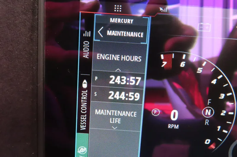 Slide: The Image of Dashboard display of a 2021 Wright Performance 360 Carbon showing engine hours and RPM gauge. - 25