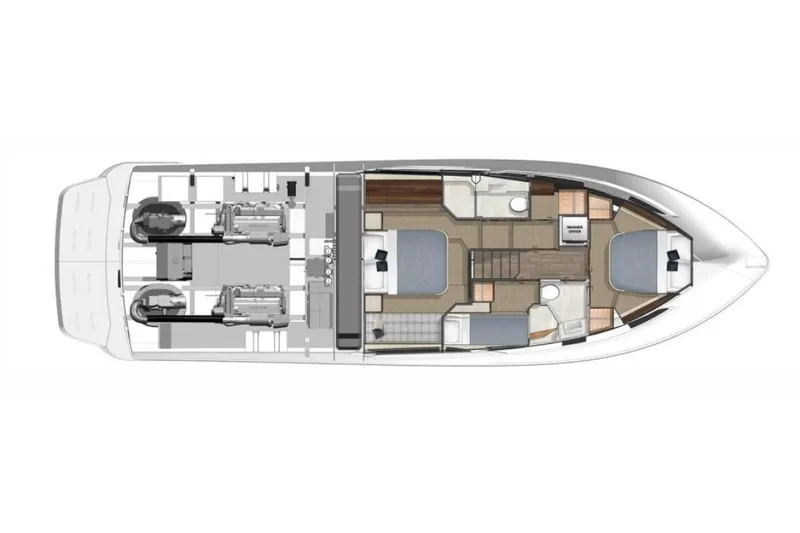 Slide: The Image of Manufacturer Provided Image: 2023 Riviera 505 SUV yacht floor plan with twin engines and luxurious interior layout. - 53