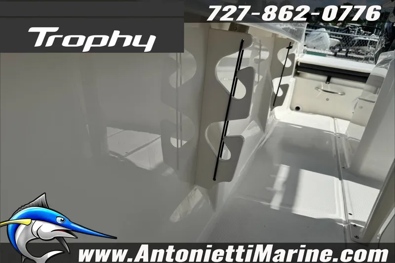 Slide: The Image of 2026 Trophy T20CC Center Console interior with rod holders, showcased by Antonietti Marine. - 21