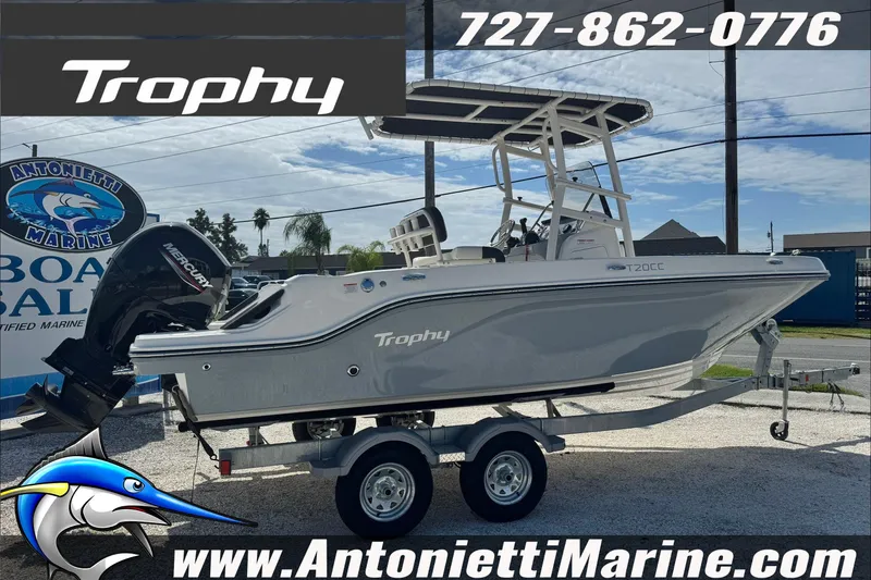 Slide: The Image of 2026 Trophy T20CC Center Console boat on trailer at Antonietti Marine. - 3