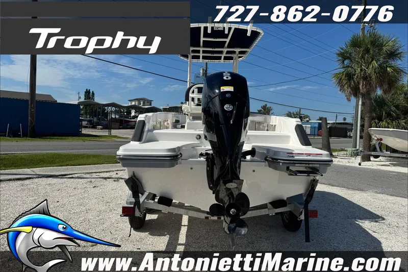 Slide: The Image of 2026 Trophy T20CC Center Console boat with outboard motor, displayed at Antonietti Marine. - 7