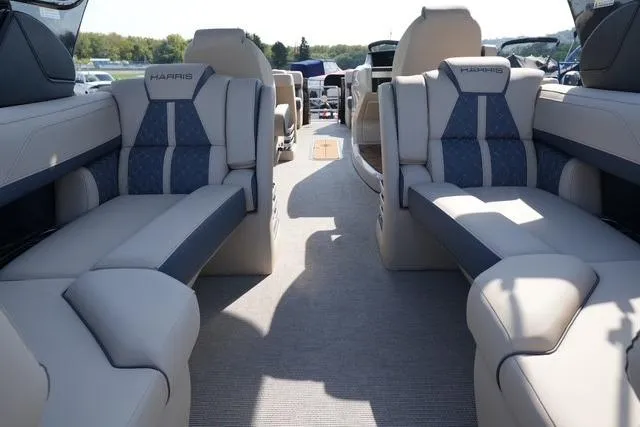 Slide: The Image of Luxurious seating on 2026 Harris Grand Mariner 250 pontoon boat, featuring elegant design and comfort. - 15