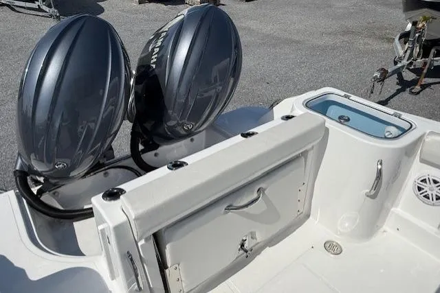 Slide: The Image of 2025 Wellcraft 243 Fisherman boat with dual Yamaha outboard engines. - 7