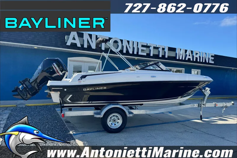 The Image of 2026 Bayliner VR4 Bowrider OB displayed at Antonietti Marine dealership. - 2