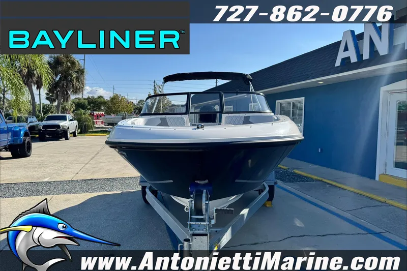 Slide: The Image of 2026 Bayliner VR4 Bowrider OB displayed at Antonietti Marine dealership. - 7