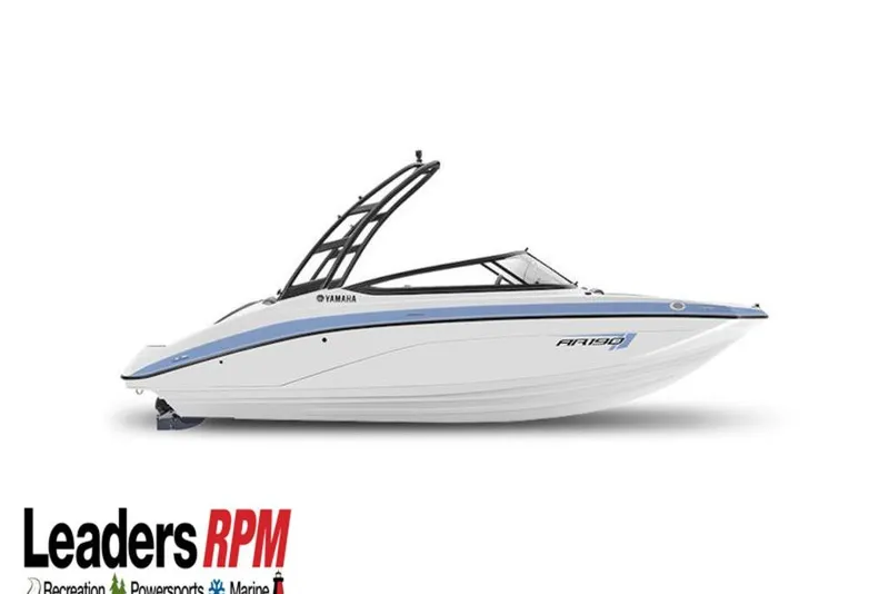 The Image of 2026 Yamaha Boats AR190, sleek white and blue design, side view. - 0