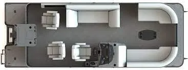 Slide: The Image of 2026 Sylvan Mirage X3 Party Fish boat interior with comfortable seating and fishing station. - 18