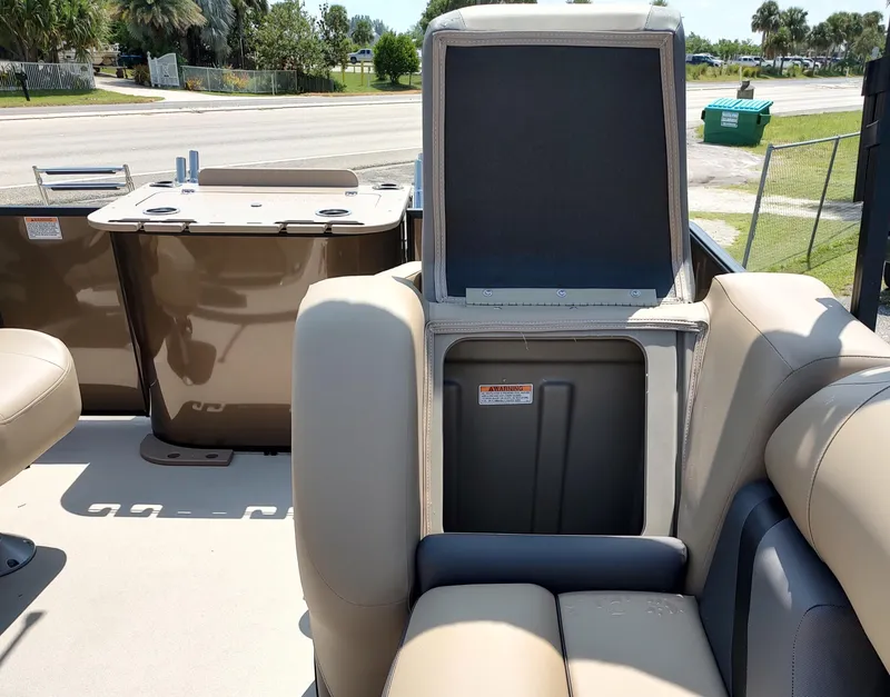 Slide: The Image of 2026 Sylvan Mirage X3 Party Fish pontoon boat on trailer, Salty Dog Marine, Grant, FL. - 9