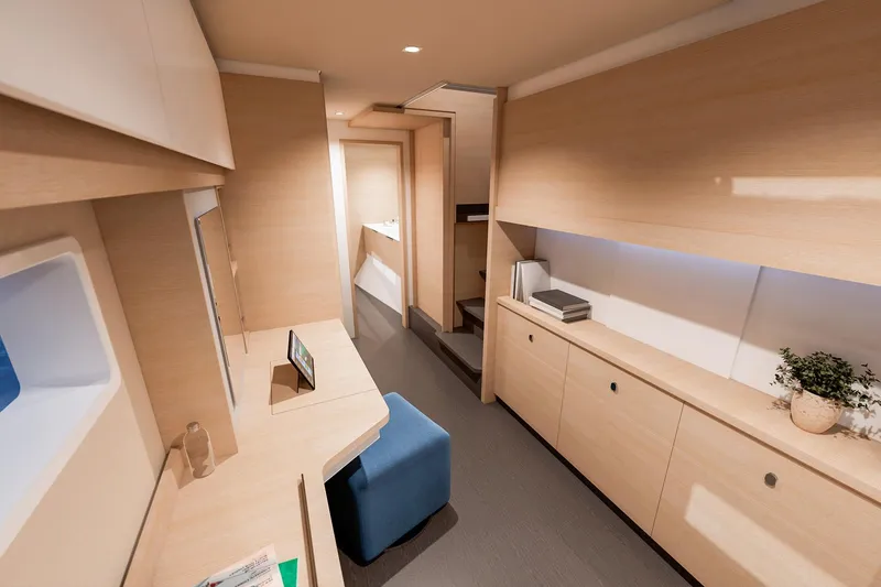 Slide: The Image of Luxurious interior of 2026 Fountaine Pajot 48 yacht with modern furnishings and elegant design. - 4